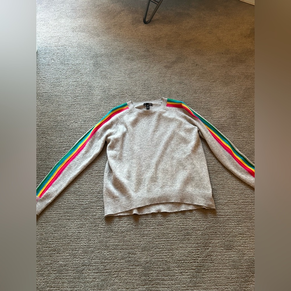 AQUA Grey sweater with rainbow sleeves